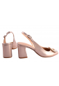 Γόβα Slingback Δερμάτινη Rose Gold ή Ασημί με Κρυστάλλινη Αγκράφα  τακ. 7 cm  –  Trace     3738-LN