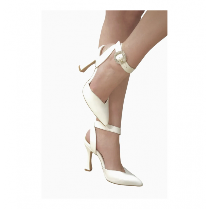 Νυφική Δερμάτινη Εξώφτερνη Γόβα  9cm  by Trace | 92167-LL - Λευκο