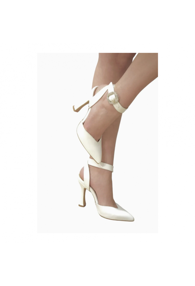 Νυφική Δερμάτινη Εξώφτερνη Γόβα  9cm  by Trace | 92167-LL