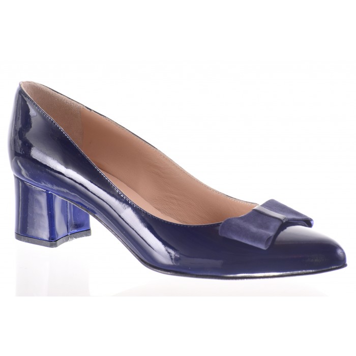 Γόβες Λουστρίνι με φιόγκο τακ.8 εκ |  3608-EZ - Μπλε