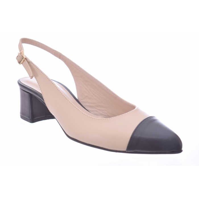 Εξώφτερνη Δερμάτινη  Γόβα - S.Loraine  by Trace - 3610 - Μπεζ | Μαύρο