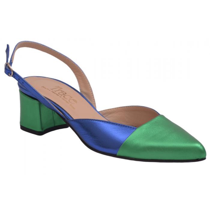 Monroe  by Trace  Γόβα δίχρωμη μεταλλική απόχρωση - δερμάτινη Sling Back | 3663-EZ - Μπλε | Πράσινο Monroe  by Trace  Γόβα δίχρωμη μεταλλική απόχρωση - δερμάτινη Sling Back | 3663-EZ - Μπλε | Πράσινο