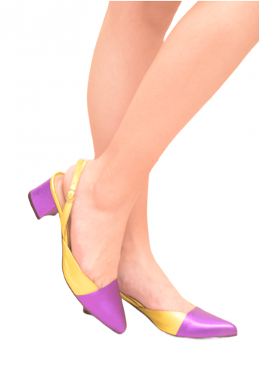 Monroe  by Trace  Γόβα δίχρωμη μεταλλική απόχρωση - δερμάτινη Sling Back | 3663-EZ