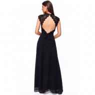 Φορεμα για γαμο Μακρύ ανάλαφρο σιφόν φόρεμα με μαλακή δαντέλα και ανοικτή πλάτη