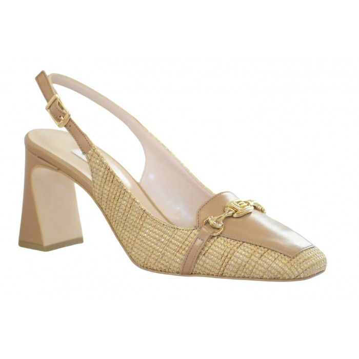 Εξώφτερνη Δερμάτινη Γόβα Ψάθα με Αγκράφα by Guy Laroche  |  GL5020036490 - Ταμπα