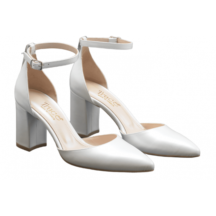 Νυφική Γόβα  - σε 8cm  Ιβουάρ με στραπ  by Trace  | 753-IV-MT