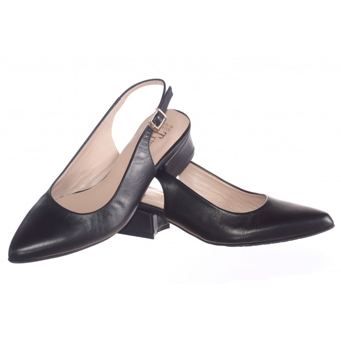 Γόβα Εξώφτερνη Δερμάτινη   Elly Black by Trace - 3,5 εκ τακούνι - Μαυρο