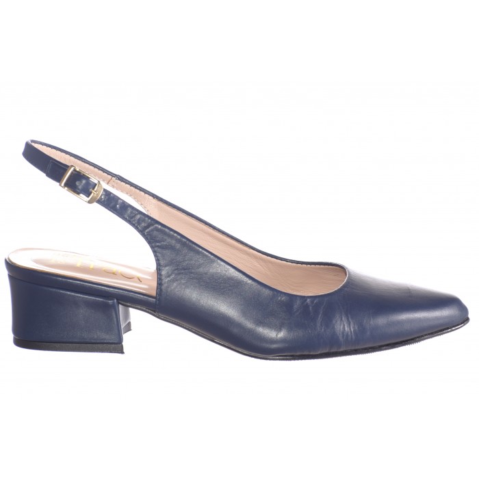 Γόβα Εξώφτερνη Δερμάτινη   Elly  by Trace  - 3,5 εκ τακούνι   | TRAC-222-SK - Μπλε