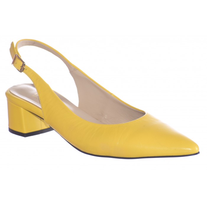 Γόβα Εξώφτερνη Δερμάτινη,  Cardinalle by Trace - 4,5 εκ τακούνι | Tr-0061-HZ - Κιτρινο