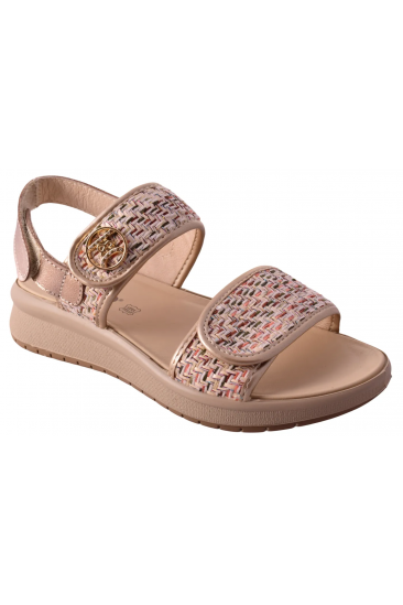 Γυναικεία σανδάλια με πλατιά πλατφόρμα 4 cm σε μπεζ χρώμα με βέλκρο by IGI & CO | 1159233