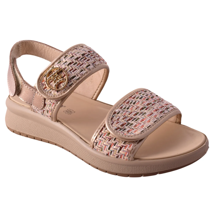 Γυναικεία σανδάλια με πλατιά πλατφόρμα 4 cm σε μπεζ χρώμα με βέλκρο by IGI & CO | 1159233 - Μπεζ