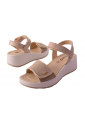 Γυναικεία σανδάλια με πλατιά πλατφόρμα 4 cm σε μπεζ χρώμα με βέλκρο by IGI & CO | 1163211