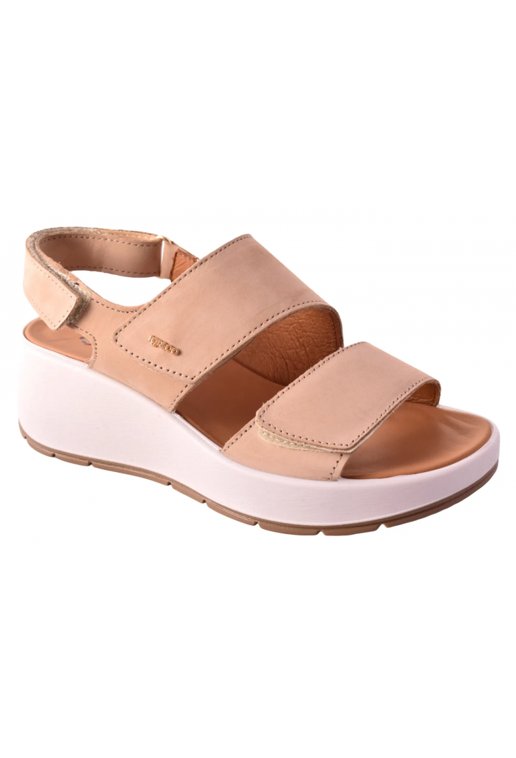 Γυναικεία σανδάλια με πλατιά πλατφόρμα 4 cm σε μπεζ χρώμα με βέλκρο by IGI & CO | 1163322