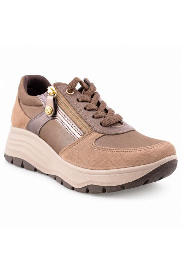 IMAC 208210  Γυναικεία Ανατομικά Sneakers Nubuck Μαύρα ή Πούρο με Έξτρα Φάρδος