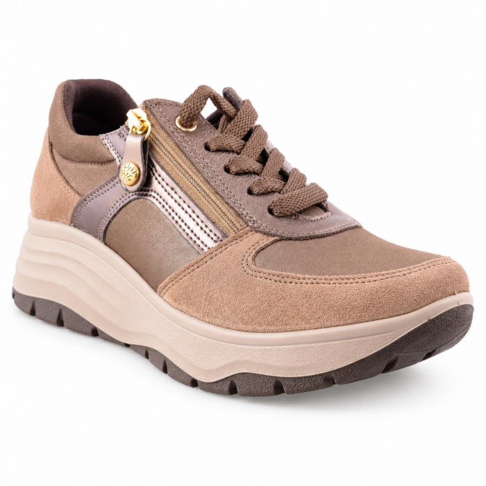 IMAC 208210  Γυναικεία Ανατομικά Sneakers Nubuck Μαύρα ή Πούρο με Έξτρα Φάρδος