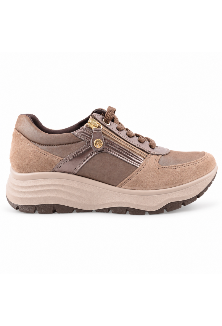 IMAC 208210  Γυναικεία Ανατομικά Sneakers Nubuck Μαύρα ή Πούρο με Έξτρα Φάρδος