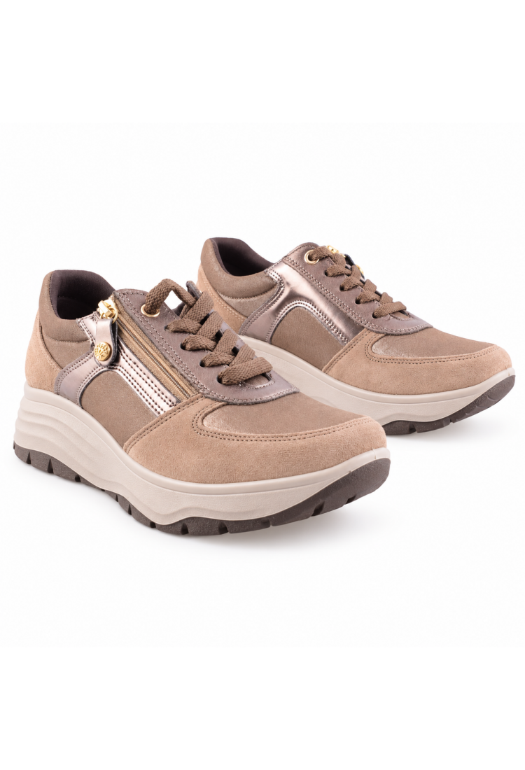IMAC 208210  Γυναικεία Ανατομικά Sneakers Nubuck Μαύρα ή Πούρο με Έξτρα Φάρδος
