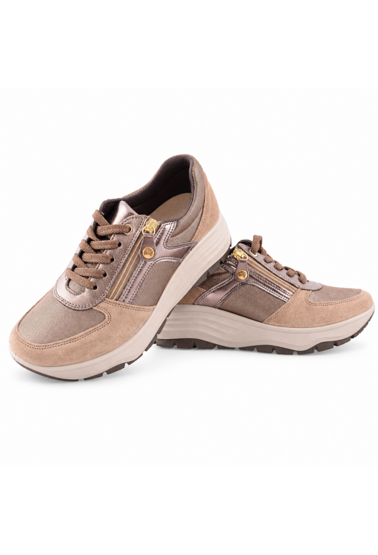 IMAC 208210  Γυναικεία Ανατομικά Sneakers Nubuck Μαύρα ή Πούρο με Έξτρα Φάρδος
