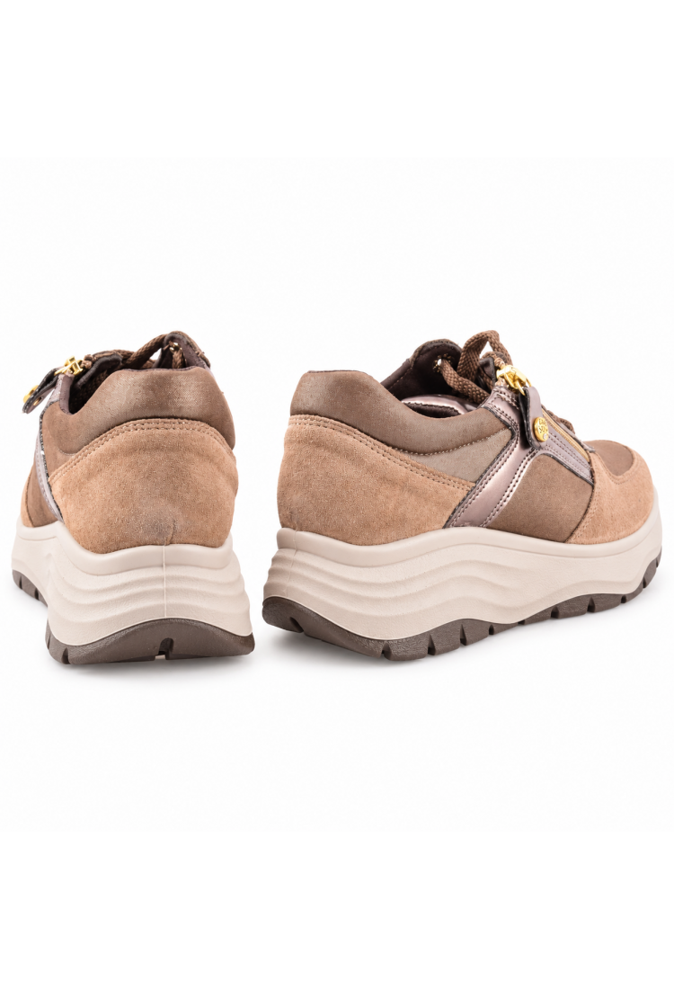 IMAC 208210  Γυναικεία Ανατομικά Sneakers Nubuck Μαύρα ή Πούρο με Έξτρα Φάρδος