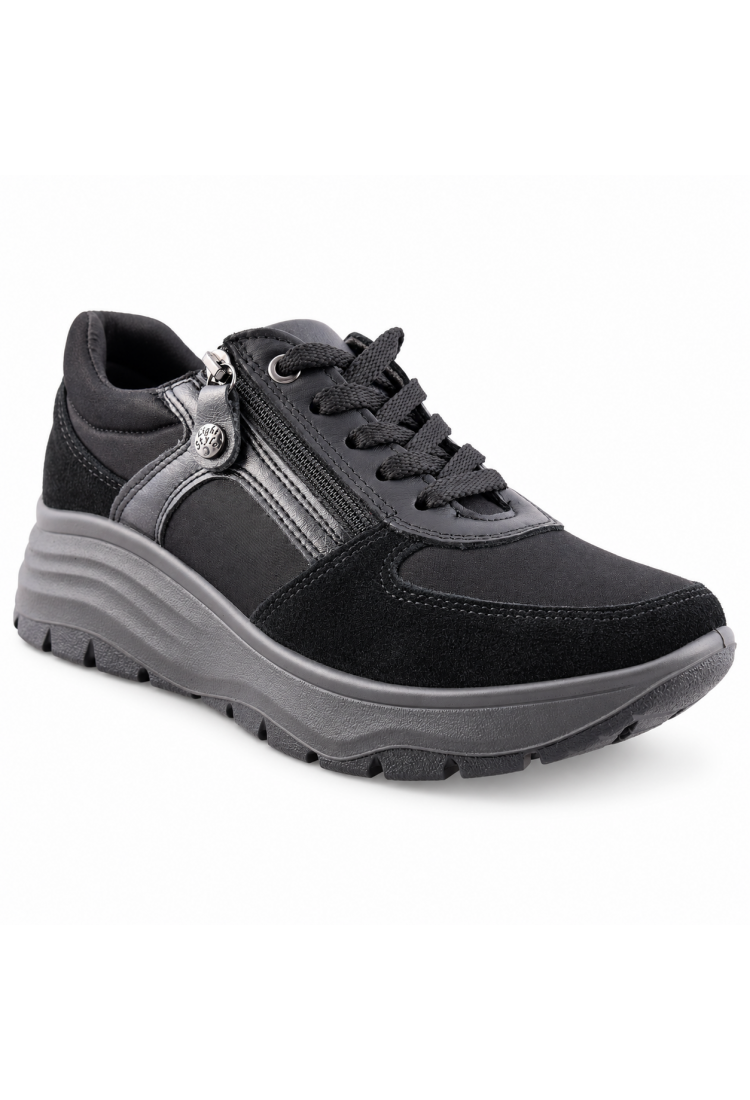 IMAC 208210  Γυναικεία Ανατομικά Sneakers Nubuck Μαύρα ή Πούρο με Έξτρα Φάρδος