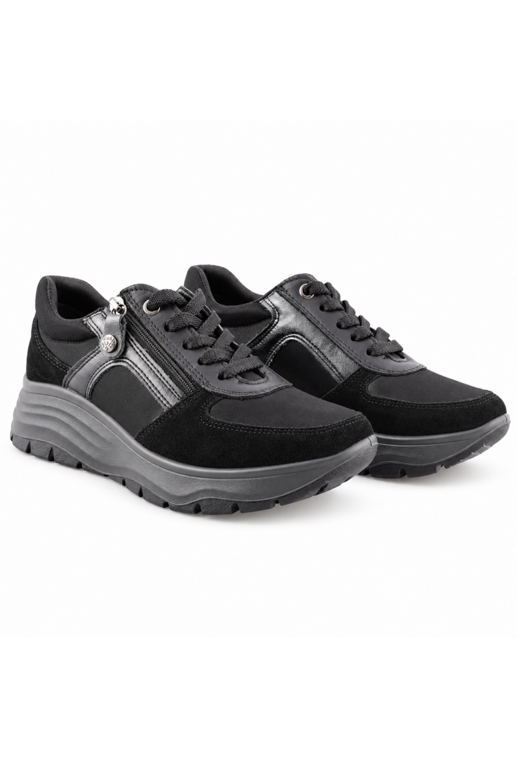 IMAC 208210  Γυναικεία Ανατομικά Sneakers Nubuck Μαύρα ή Πούρο με Έξτρα Φάρδος