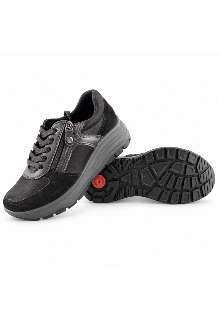 IMAC 208210  Γυναικεία Ανατομικά Sneakers Nubuck Μαύρα ή Πούρο με Έξτρα Φάρδος