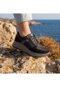 IMAC 208210  Γυναικεία Ανατομικά Sneakers Nubuck Μαύρα ή Πούρο με Έξτρα Φάρδος