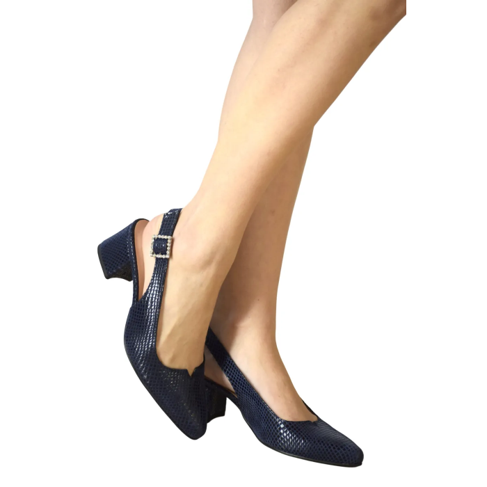 Δερμάτινη Εξώφτερνη  Ανατομική  Γοβα  | 809-KS - Μπλε