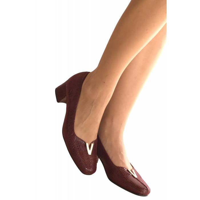 Γόβα Δέρμα - Σαυράκι - καρέ τακούνι by Trace  byTrace 877-SK - Μπορντο Γόβα Δέρμα - Σαυράκι - καρέ τακούνι by Trace  byTrace 877-SK - Μπορντο