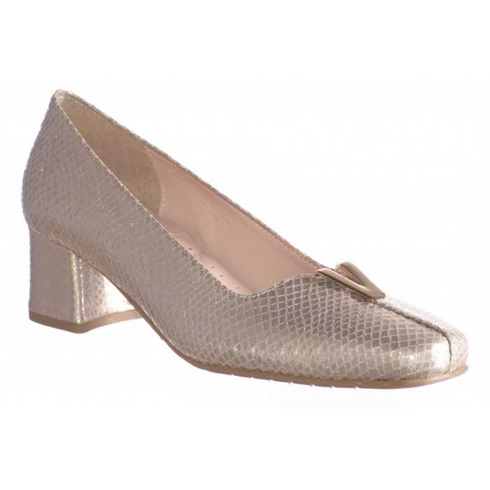 Γόβα Δέρμα - Σαυράκι - καρέ τακούνι by Trace  byTrace 877-SK - Αμμου