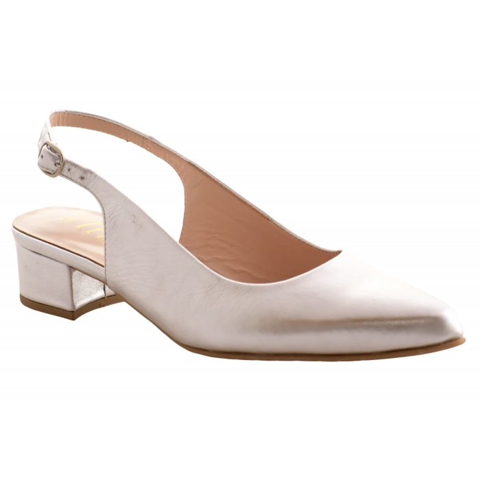 Γόβα Εξώφτερνη Δερμάτινη   Elly  by Trace  - 3,5 εκ τακούνι   | TRAC-222-SK - Ασημι