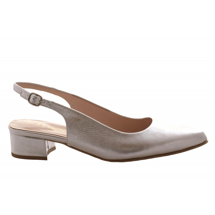 Γόβα Εξώφτερνη Δερμάτινη   Elly  by Trace  - 3,5 εκ τακούνι   | TRAC-222-SK - Ασημι