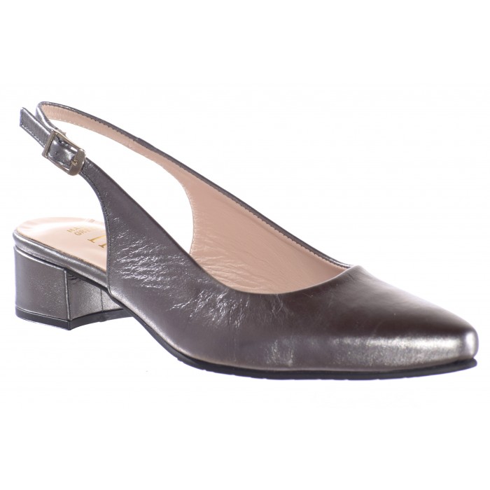 Γόβα Εξώφτερνη Δερμάτινη   Elly steel by Trace - 3,5 εκ τακούνι - Ατσαλι