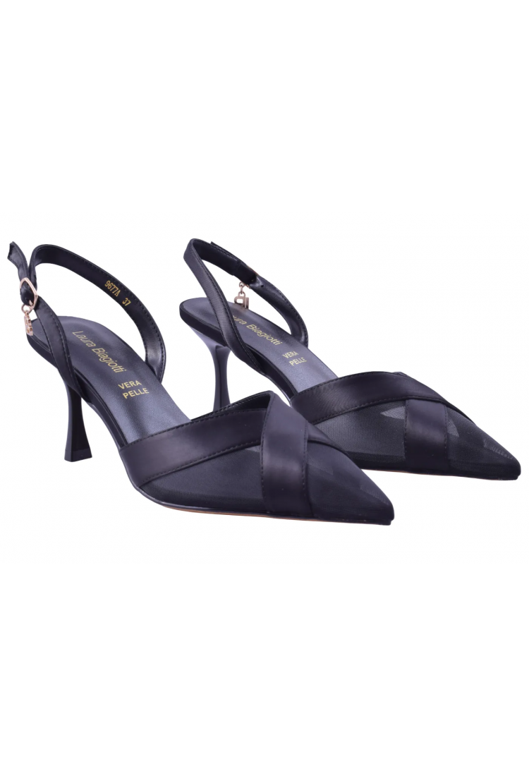 Laura Biagiotti Κομψές Δερμάτινες Γόβες Slingback 7,5 cm |   LB-9677-A