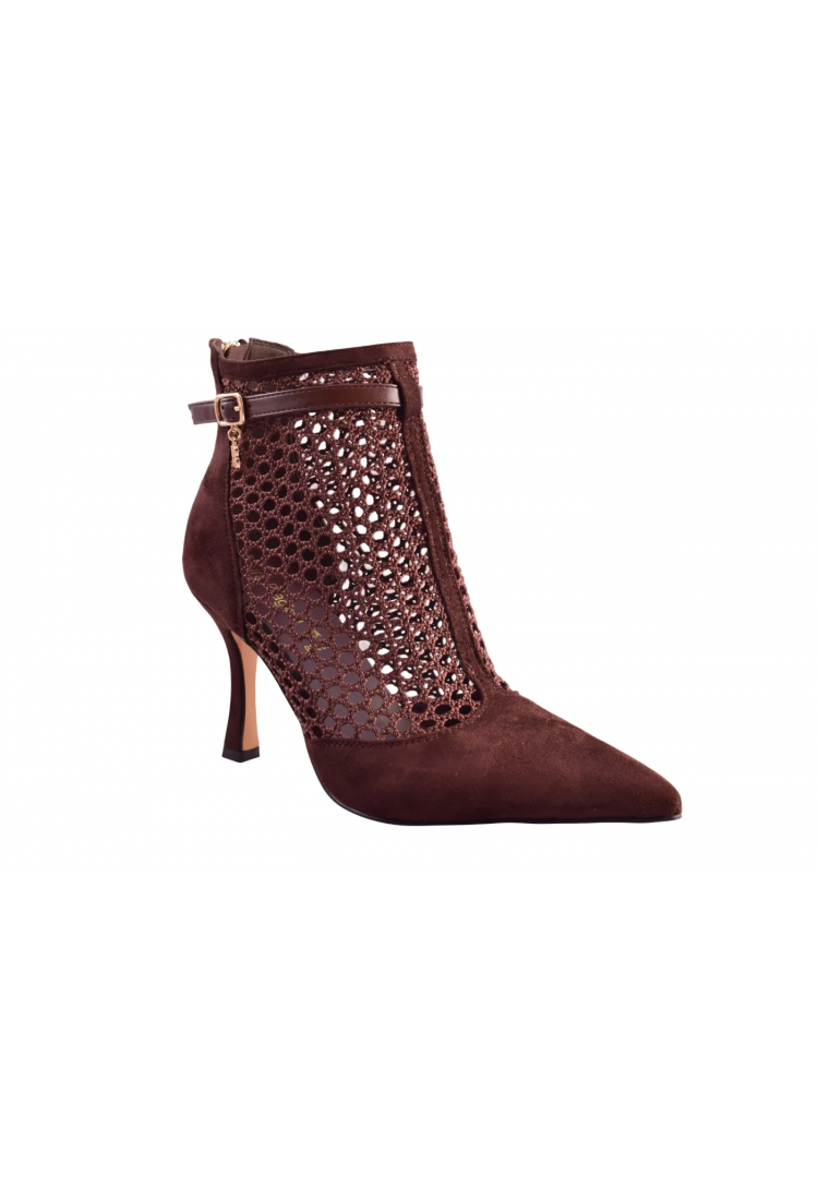 Γυναικεία Μποτάκια Laura Biagiotti Μαύρα και Καφέ με Τακούνι Στιλέτο 9cm   LB-9687