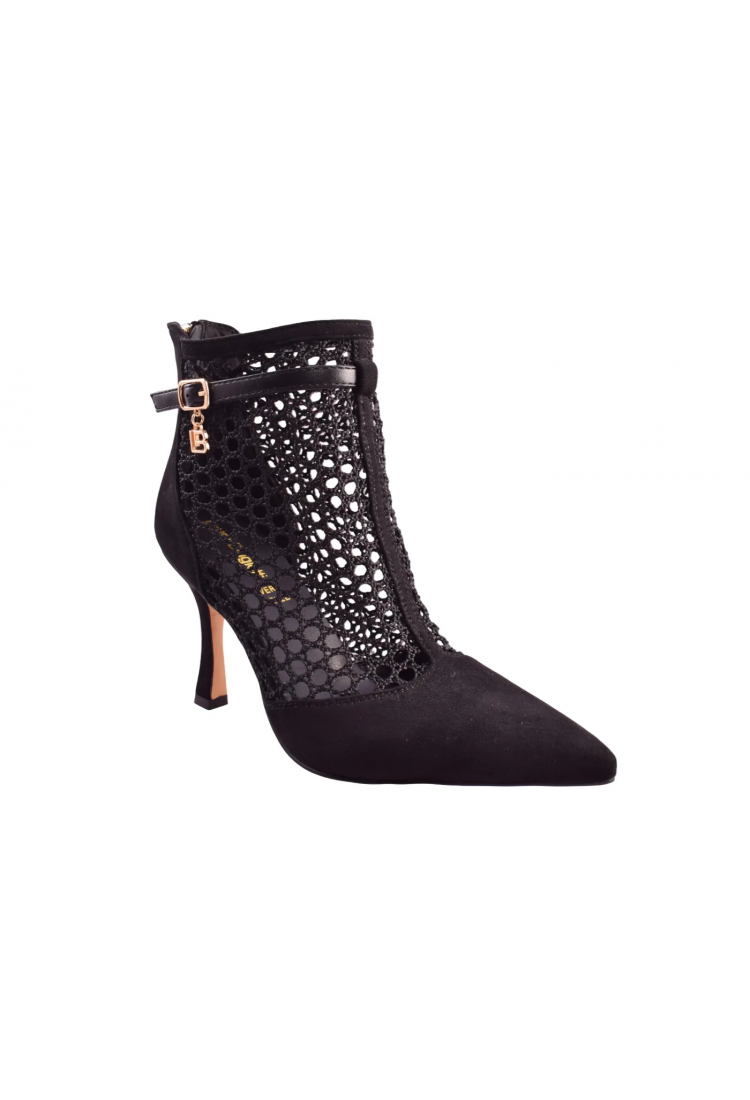 Γυναικεία Μποτάκια Laura Biagiotti Μαύρα και Καφέ με Τακούνι Στιλέτο 9cm   LB-9687