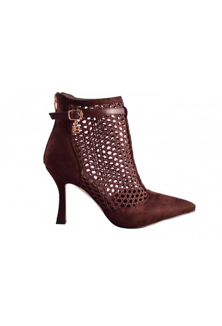 Γυναικεία Μποτάκια Laura Biagiotti Μαύρα και Καφέ με Τακούνι Στιλέτο 9cm   LB-9687