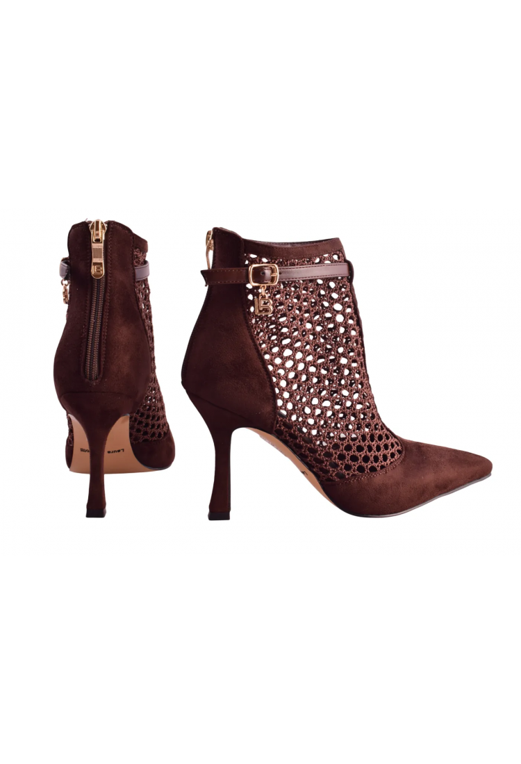 Γυναικεία Μποτάκια Laura Biagiotti Μαύρα και Καφέ με Τακούνι Στιλέτο 9cm   LB-9687