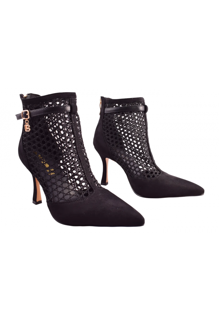 Γυναικεία Μποτάκια Laura Biagiotti Μαύρα και Καφέ με Τακούνι Στιλέτο 9cm   LB-9687