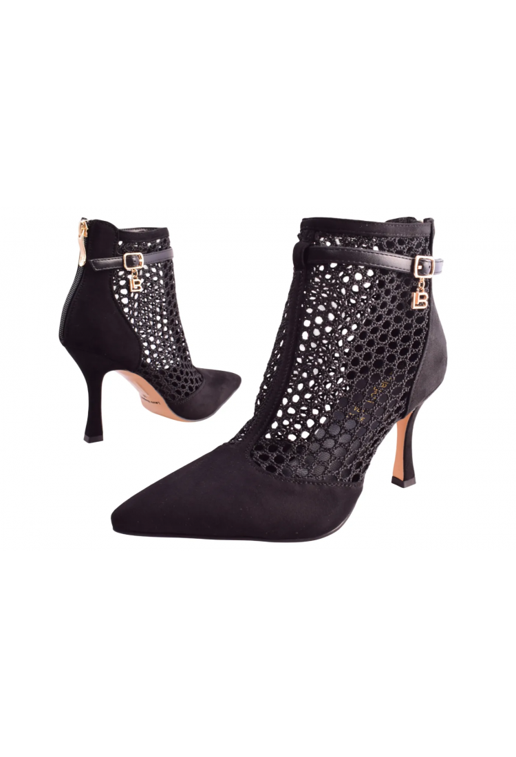 Γυναικεία Μποτάκια Laura Biagiotti Μαύρα και Καφέ με Τακούνι Στιλέτο 9cm   LB-9687