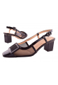 Elegant Slingback Πέδιλα με Καρέ Αγκράφα & Mesh Διαφάνεια τακούνι 7 cm by Laura Biagiotti    LB-9711