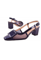 Elegant Slingback Πέδιλα με Καρέ Αγκράφα & Mesh Διαφάνεια τακούνι 7 cm by Laura Biagiotti    LB-9711