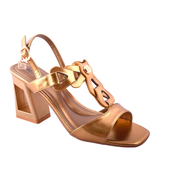 Γυναικεία Πέδιλα Laura Biagiotti 8cm Heel με Περίτεχνο Τακούνι – Metallic Style   LB-9750 - Χαλκός