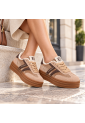 Laura Biagiotti - Γυναικεία Flatform Sneakers Suede Μπεζ  LB-9805
