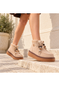 Γυναικεία Μποτάκια Flatform Μαύρα και Μπεζ με Διακοσμητικές Χάντρες  by Laura Biagiotti   LB-9850