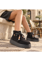 Γυναικεία Μποτάκια Flatform Μαύρα και Μπεζ με Διακοσμητικές Χάντρες  by Laura Biagiotti   LB-9850