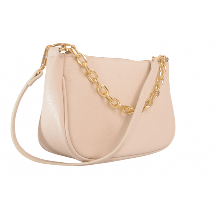 0165-L-5-95 Δερμάτινη Τσάντα Ώμου - Μπεζ