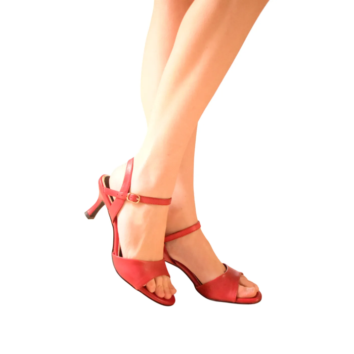 Δερμάτινο πέδιλο Marco Tozzi με τακούνι 6.5 cm   |  2-28309-46-500 - Κοκκινο