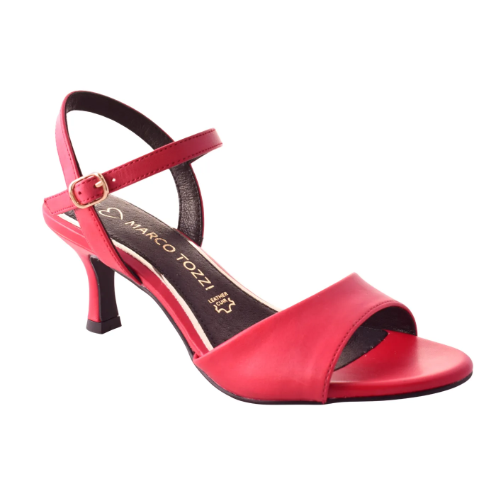 Δερμάτινο πέδιλο Marco Tozzi με τακούνι 6.5 cm   |  2-28309-46-500 - Κοκκινο