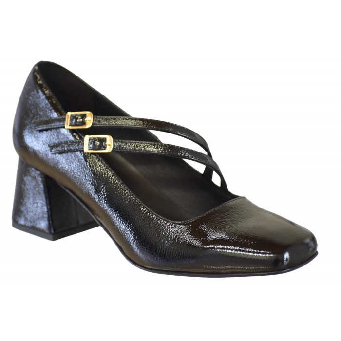 Mary Jane  Γόβα by Maison Minrelle με διπλή μπαρέτα   13232014 - Μαυρο